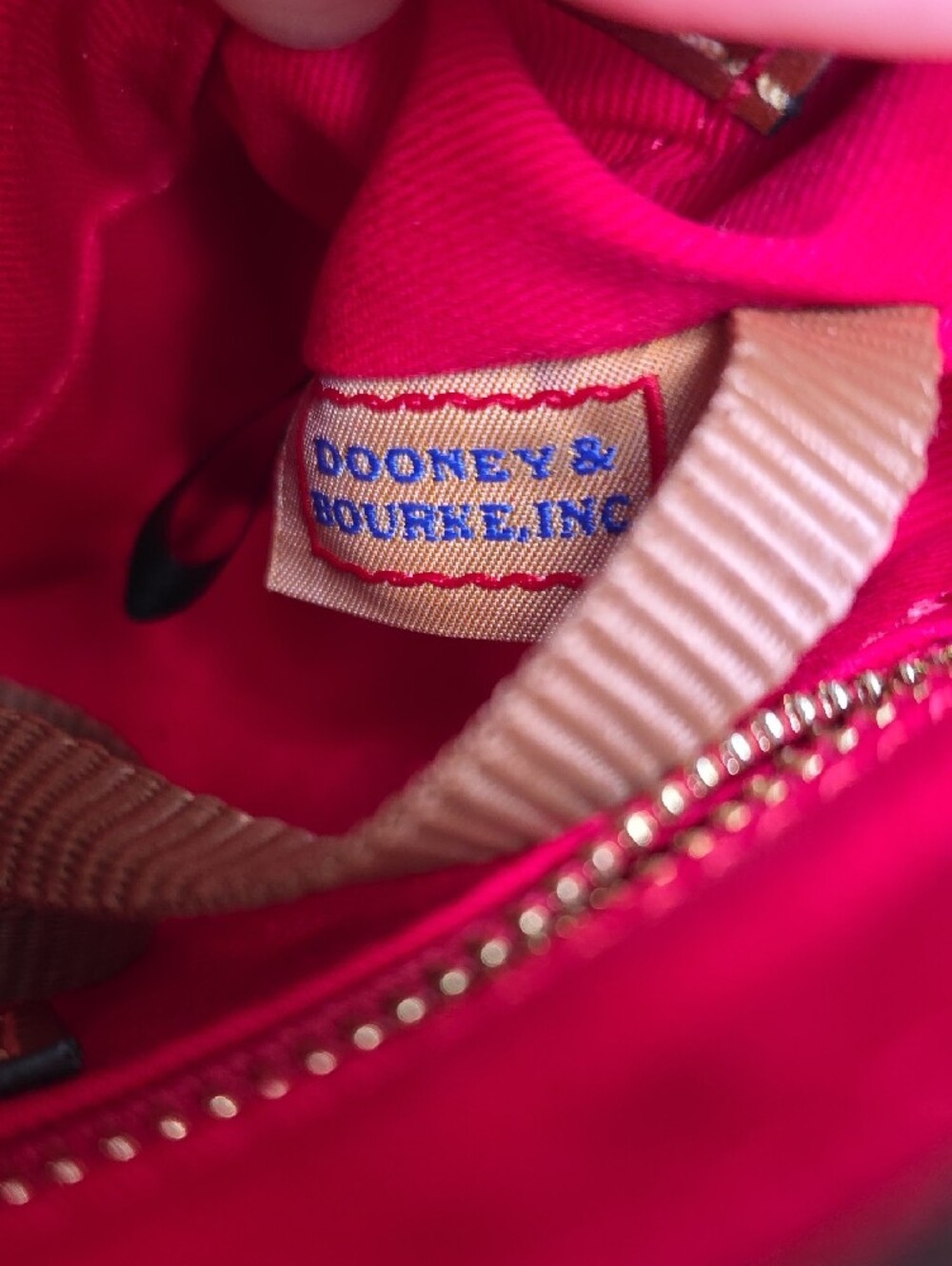 Dooney & Bourke Light Gold Nylon Crossbody with Brown Leather Trim - Picture 5 of 8